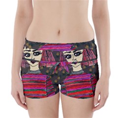 Floral Band Goth Girl Grey Bg Boyleg Bikini Wrap Bottoms by snowwhitegirl