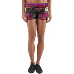 Floral Band Goth Girl Grey Bg Yoga Shorts by snowwhitegirl