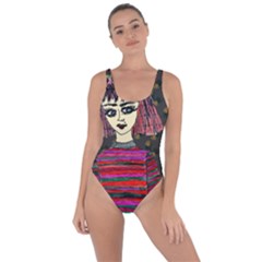 Floral Band Goth Girl Grey Bg Bring Sexy Back Swimsuit by snowwhitegirl