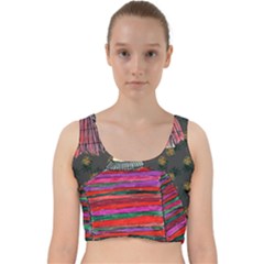 Floral Band Goth Girl Grey Bg Velvet Racer Back Crop Top by snowwhitegirl