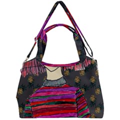 Floral Band Goth Girl Grey Bg Double Compartment Shoulder Bag by snowwhitegirl