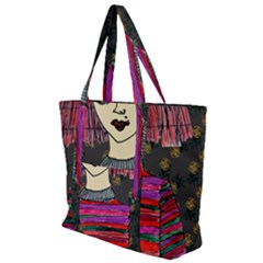 Floral Band Goth Girl Grey Bg Zip Up Canvas Bag by snowwhitegirl