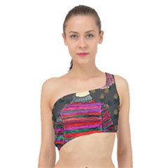 Floral Band Goth Girl Grey Bg Spliced Up Bikini Top  by snowwhitegirl