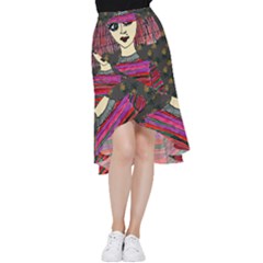 Floral Band Goth Girl Grey Bg Frill Hi Low Chiffon Skirt by snowwhitegirl