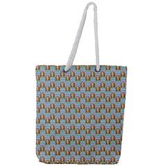 Girl Blue Full Print Rope Handle Tote (large) by snowwhitegirl