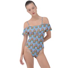 Girl Blue Frill Detail One Piece Swimsuit by snowwhitegirl