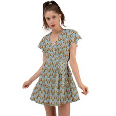 Girl Blue Flutter Sleeve Wrap Dress by snowwhitegirl