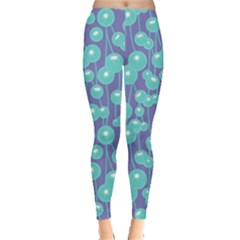 Blue Dandelions  Cute Plants Leggings  by SychEva