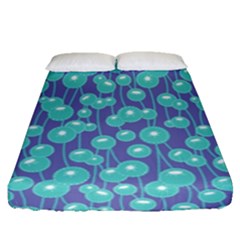 Blue Dandelions  Cute Plants Fitted Sheet (queen Size) by SychEva