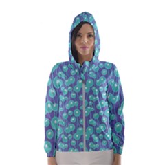 Blue Dandelions  Cute Plants Women s Hooded Windbreaker by SychEva