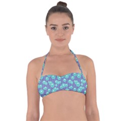 Blue Dandelions  Cute Plants Halter Bandeau Bikini Top by SychEva