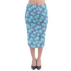 Blue Dandelions  Cute Plants Midi Pencil Skirt by SychEva