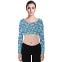 Blue Dandelions  Cute Plants Velvet Long Sleeve Crop Top View1