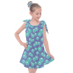 Blue Dandelions  Cute Plants Kids  Tie Up Tunic Dress by SychEva