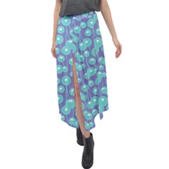 Blue Dandelions  Cute Plants Velour Split Maxi Skirt by SychEva