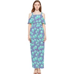 Blue Dandelions  Cute Plants Draped Sleeveless Chiffon Jumpsuit