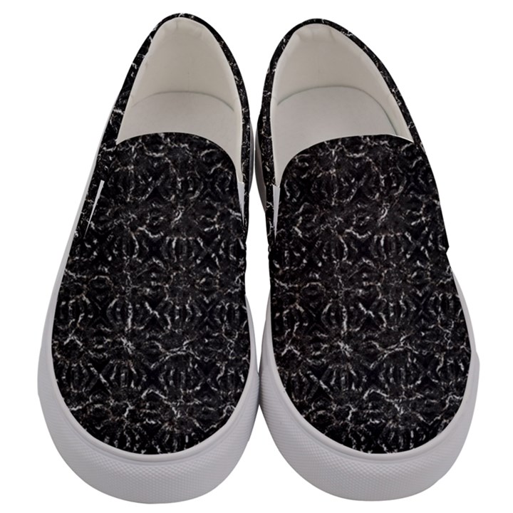 Dark Grunge Geometric Print Pattern Men s Canvas Slip Ons