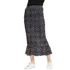 Dark Grunge Geometric Print Pattern Maxi Fishtail Chiffon Skirt by dflcprintsclothing