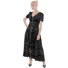 Dark Grunge Geometric Print Pattern Button Up Short Sleeve Maxi Dress by dflcprintsclothing