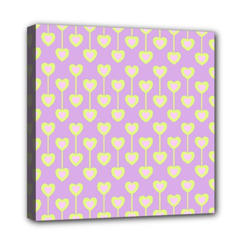 Yellow Hearts On A Light Purple Background Mini Canvas 8  X 8  (stretched) by SychEva