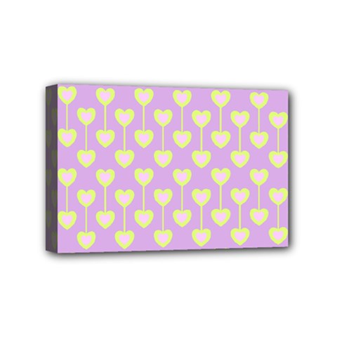 Yellow Hearts On A Light Purple Background Mini Canvas 6  X 4  (stretched) by SychEva