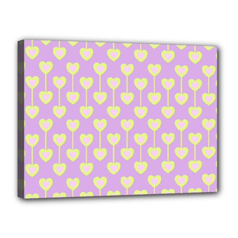 Yellow Hearts On A Light Purple Background Canvas 16  X 12  (stretched) by SychEva