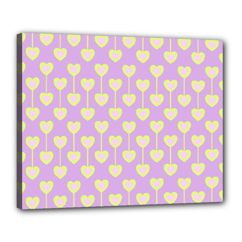 Yellow Hearts On A Light Purple Background Canvas 20  X 16  (stretched) by SychEva