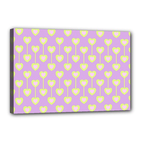 Yellow Hearts On A Light Purple Background Canvas 18  X 12  (stretched) by SychEva