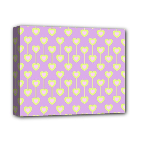 Yellow Hearts On A Light Purple Background Deluxe Canvas 14  X 11  (stretched) by SychEva