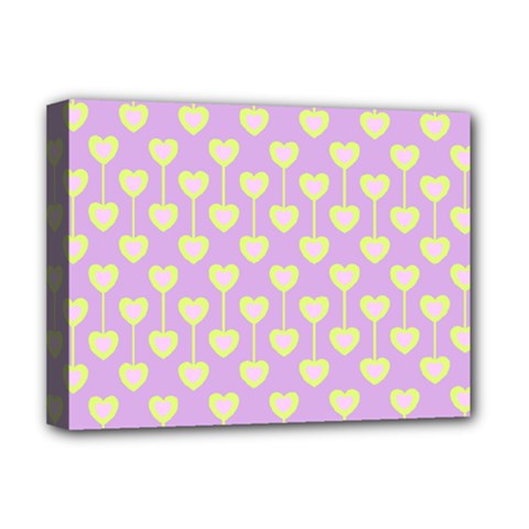 Yellow Hearts On A Light Purple Background Deluxe Canvas 16  X 12  (stretched)  by SychEva