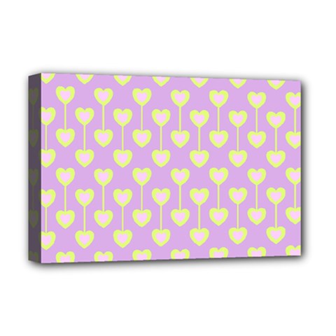 Yellow Hearts On A Light Purple Background Deluxe Canvas 18  X 12  (stretched) by SychEva