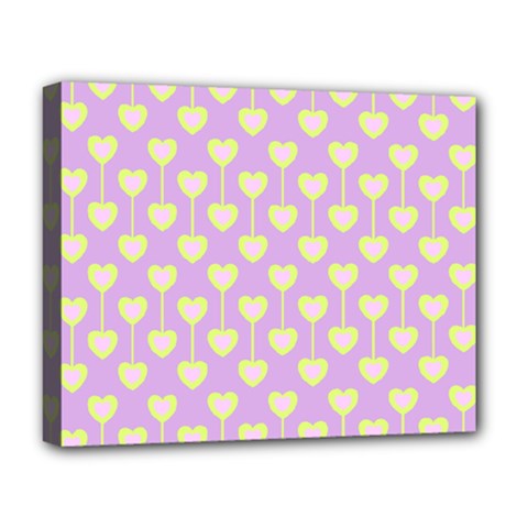 Yellow Hearts On A Light Purple Background Deluxe Canvas 20  X 16  (stretched) by SychEva