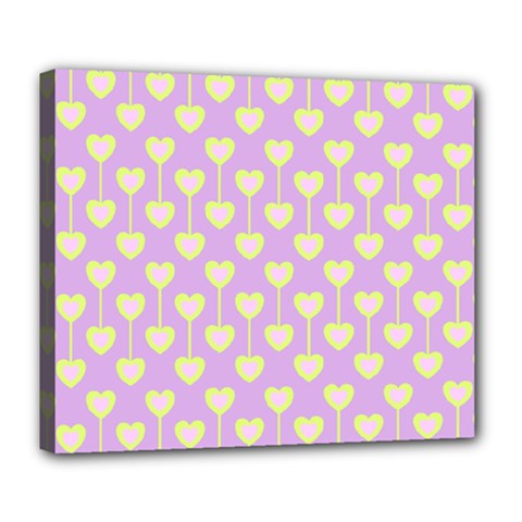 Yellow Hearts On A Light Purple Background Deluxe Canvas 24  X 20  (stretched) by SychEva