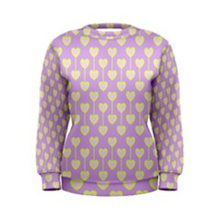 Yellow Hearts On A Light Purple Background Women s Sweatshirt by SychEva