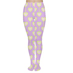 Yellow Hearts On A Light Purple Background Tights by SychEva