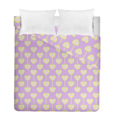 Yellow Hearts On A Light Purple Background Duvet Cover Double Side (full/ Double Size) by SychEva