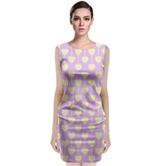 Yellow Hearts On A Light Purple Background Classic Sleeveless Midi Dress by SychEva