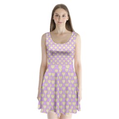 Yellow Hearts On A Light Purple Background Split Back Mini Dress  by SychEva