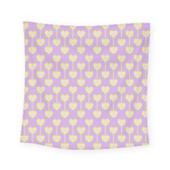 Yellow Hearts On A Light Purple Background Square Tapestry (small) by SychEva