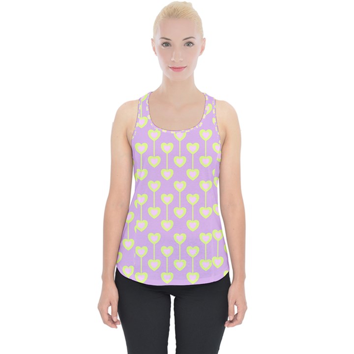 Yellow Hearts On A Light Purple Background Piece Up Tank Top