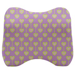 Yellow Hearts On A Light Purple Background Velour Head Support Cushion by SychEva