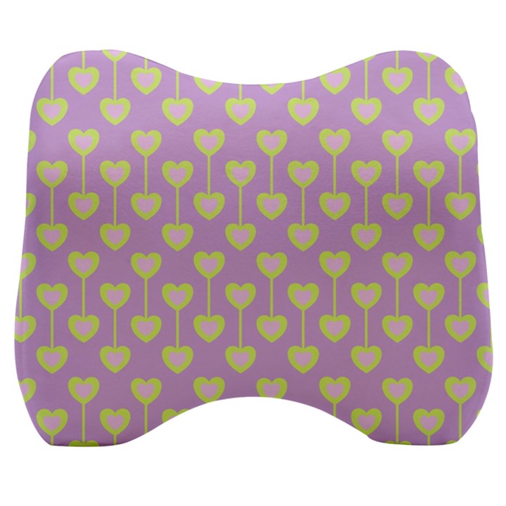 Yellow Hearts On A Light Purple Background Velour Head Support Cushion