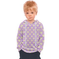 Yellow Hearts On A Light Purple Background Kids  Overhead Hoodie by SychEva