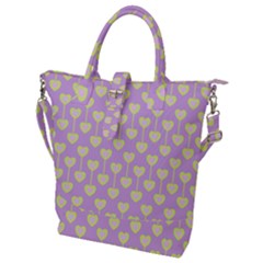 Yellow Hearts On A Light Purple Background Buckle Top Tote Bag by SychEva