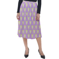 Yellow Hearts On A Light Purple Background Classic Velour Midi Skirt  by SychEva