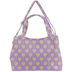 Yellow Hearts On A Light Purple Background Double Compartment Shoulder Bag by SychEva