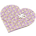 Yellow Hearts On A Light Purple Background Wooden Puzzle Heart View2