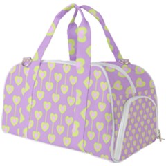 Yellow Hearts On A Light Purple Background Burner Gym Duffel Bag by SychEva