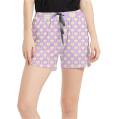 Yellow Hearts On A Light Purple Background Runner Shorts by SychEva