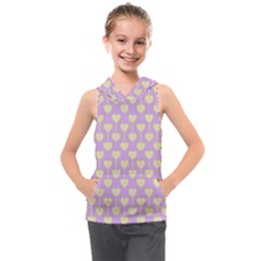 Yellow Hearts On A Light Purple Background Kids  Sleeveless Hoodie by SychEva